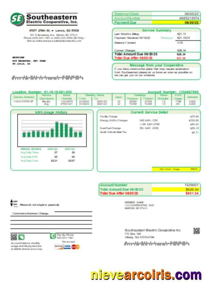 Southeastern Electric Cooperative, Inc. utility business bill